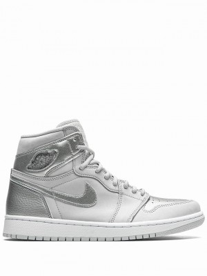 Silver / White Women's Nike High OG Air Jordan 1 | QSVUFJ-915