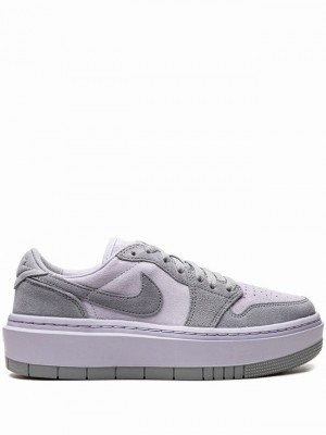 Titanium Women's Nike Elevate Low Stealth/Titanium Air Jordan 1 | GJMPOR-570