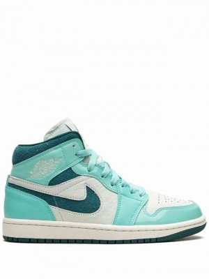 Turquoise Women's Nike Mid SE Bleached Turquoise Air Jordan 1 | HFAYLQ-742