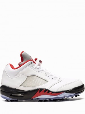 White Men's Nike Low Golf Fire - Silver Tongue Air Jordan 5 | TQHGVA-143