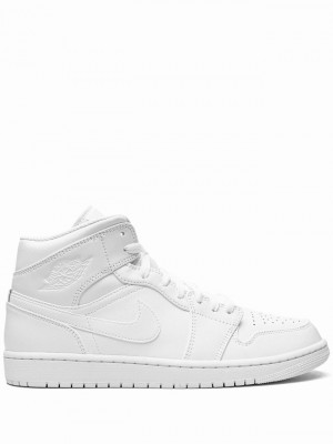 White Men's Nike Mid Air Jordan 1 | VYWSMF-284