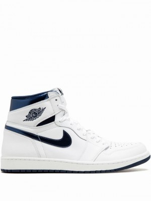 White Men's Nike Retro metallic Air Jordan 1 | ILZURT-689