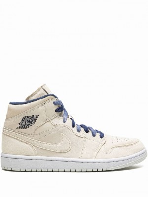 White Women's Nike MID High Top Air Jordan 1 | XEAVFU-167