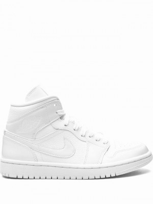 White Women's Nike Mid Air Jordan 1 | OJSCIA-140