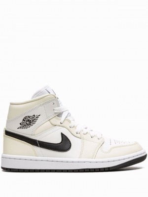 White Women's Nike Mid Coconut Milk Air Jordan 1 | AXSYVI-792