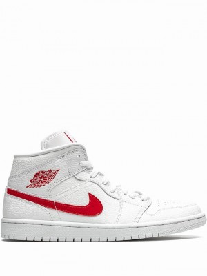 White Women's Nike Mid University Red Air Jordan 1 | QJZOTR-346