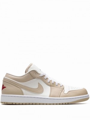 White / Beige Men's Nike Low Air Jordan 1 | BJCLVY-326