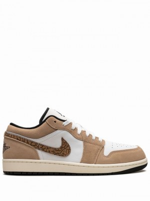 White / Beige Men's Nike Low SE Brown Elephant Air Jordan 1 | HMQWPS-285