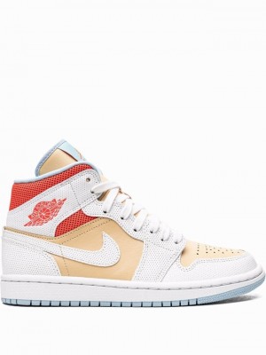 White / Beige Women's Nike Mid SE “Sesame” Air Jordan 1 | VIGSPA-548