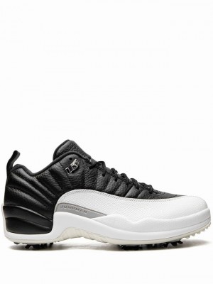 White / Black Men's Nike Low Air Jordan 12 | DGXKOW-759