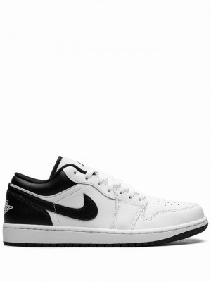 White / Black Men's Nike Low Air Jordan 1 | GYRMEL-520