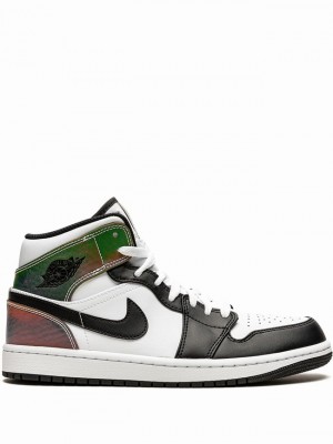 White / Black Men's Nike Mid SE Air Jordan 1 | HLBTSG-508