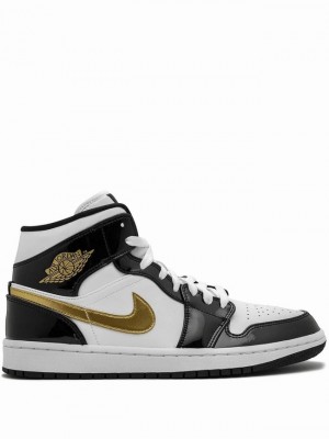 White / Black Men's Nike Mid SE Air Jordan 1 | IGMQAN-086