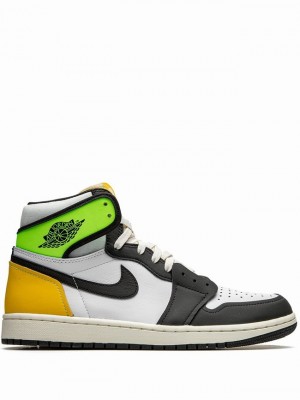 White / Black Men's Nike Retro High Volt Air Jordan 1 | PNWMCJ-356