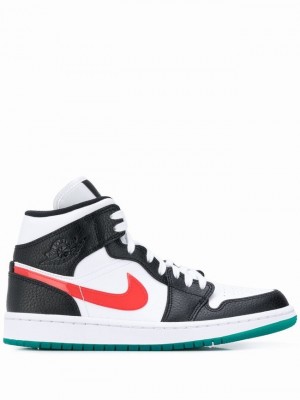 White / Black Women's Nike Mid “Alternate Swooshes” Air Jordan 1 | ZJNICX-568