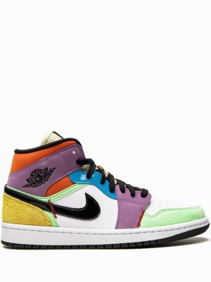 White / Black Women's Nike Mid SE Lightbulb Air Jordan 1 | JURYVC-241