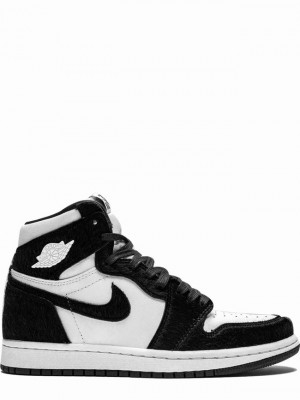 White / Black Women's Nike Retro High OG Panda Air Jordan 1 | WNDIUH-643