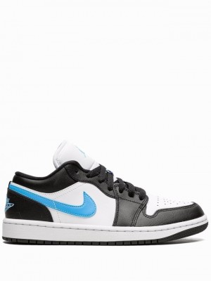 White / Black / Blue Women's Nike Low Air Jordan 1 | TMOZKL-872