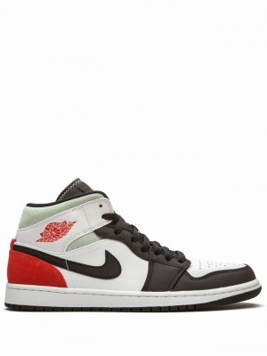 White / Black / Orange Men's Nike Jordan 1 MID SE Air Jordan 1 | VFXOGU-162