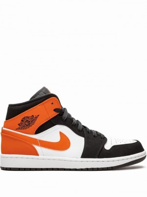 White / Black / Orange Women's Nike Mid Shattered Backboard Air Jordan 1 | FGAKYI-642