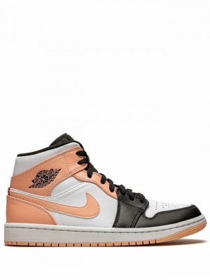 White / Black / Pink Men's Nike Mid Crimson Tint Air Jordan 1 | OQKNID-019