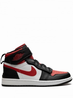 White / Black / Red Men's Nike Hi Flyease Air Jordan 1 | EGUIDS-219