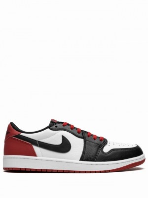 White / Black / Red Men's Nike Low OG Toe Air Jordan 1 | WZXLES-429