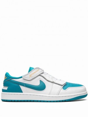 White / Blue Men's Nike Flyease Low Aquatone Air Jordan 1 | IVPOJY-178