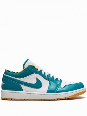 White / Blue Men's Nike Low SE Air Jordan 1 | MYWUSJ-037