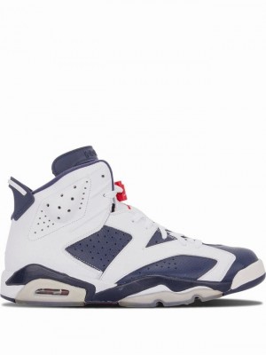 White / Blue Women's Nike Retro Olympic Air Jordan 6 | FBZPKE-817