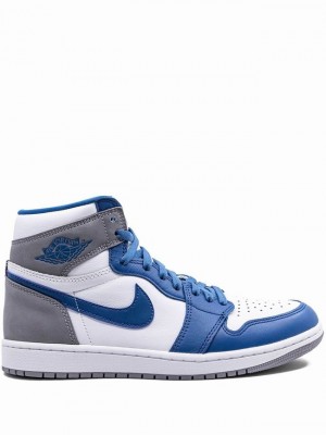 White / Blue / Grey Men's Nike High True Air Jordan 1 | VBLJTP-320