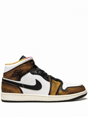 White / Brown Men's Nike Mid SE Wear-Away Air Jordan 1 | ZHPOKR-209