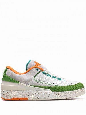 White / Green / Orange / Light Grey Women's Nike Low Titan Air Jordan 2 | VNQBLE-840