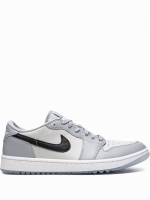 White / Grey Men's Nike Low Wolf Air Jordan 1 | UYPJSR-675