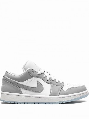 White / Grey Women's Nike Low Air Jordan 1 | IRGUOB-057