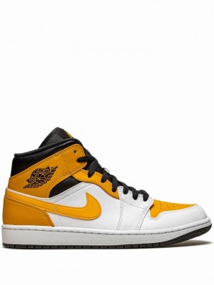 White / Orange Men's Nike Mid Air Jordan 1 | BQAEKX-249