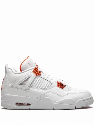 White / Orange Men's Nike Retro Metallic Pack - Air Jordan 4 | GPMDZV-495