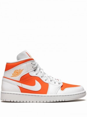 White / Orange Women's Nike Mid SE Air Jordan 1 | IOGYRN-054