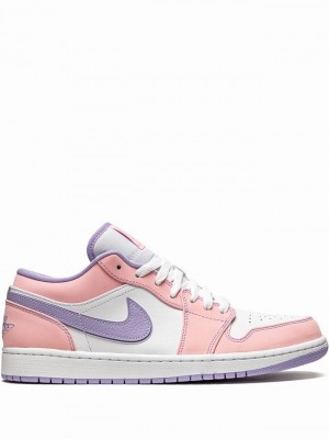 White / Pink / Purple Men's Nike Low Air Jordan 1 | DUKGJA-405