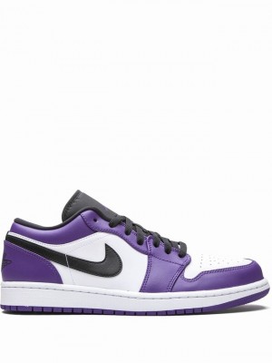 White / Purple Men's Nike Low Court Air Jordan 1 | QXTKFM-953