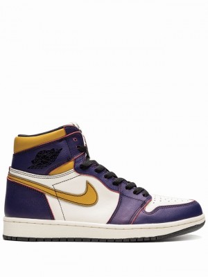 White / Purple Men's Nike Retro Air Jordan 1 | KPSDQR-684