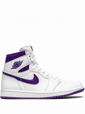 White / Purple Women's Nike Retro High Air Jordan 1 | DAEXCZ-761