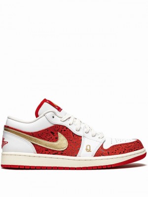 White / Red Men's Nike Low Spades Air Jordan 1 | GNTMQP-971