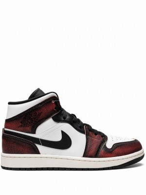 White / Red Men's Nike Mid SE Air Jordan 1 | EJBDVX-459