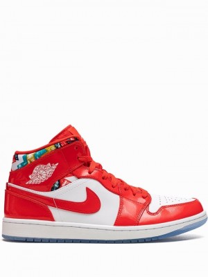 White / Red Men's Nike Mid SE Barcelona Sweater Air Jordan 1 | MYSADH-783