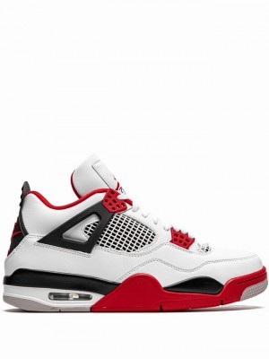 White / Red Men's Nike Retro Fire 2020 Air Jordan 4 | DJSUOX-124