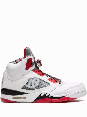 White / Red Men's Nike Retro Q54 Air Jordan 5 | ENDBQO-305