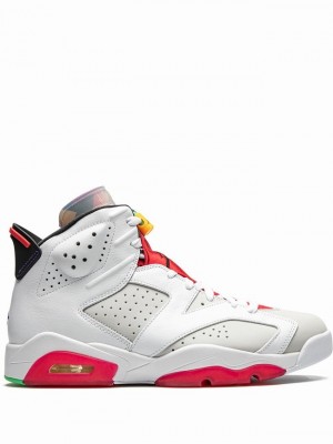 White / Red Women's Nike Retro Hare Air Jordan 6 | THAPBE-150