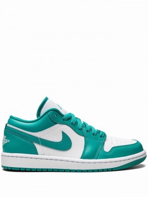 White / Turquoise / Green Women's Nike Jordan 1 Low New Emerald Air Jordan 1 | WBHGDJ-649