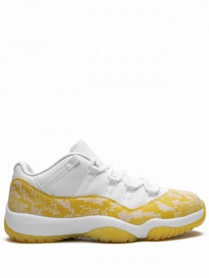 White / Yellow Women's Nike Low Yellow Snakeskin Air Jordan 11 | JNOXKY-519